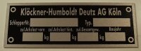 Typenschild Deutz