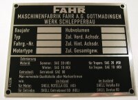 Typenschild Fahr 118612