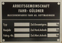 Typenschild Fahr-Güldner