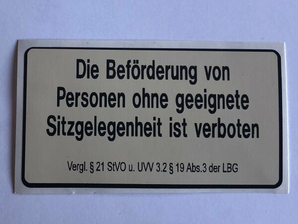 Holder Aufkleber "Personenbeförderung"