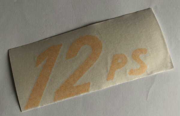 Aufkleber "12 PS" Schriftzug gelb