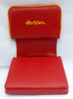 Sitzkissen eckig, Holder Logo, rot/gelb, 19cm Rücken